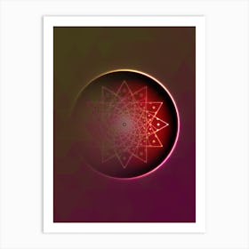 Geometric Neon Glyph on Jewel Tone Triangle Pattern 382 Art Print