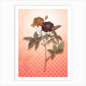 Van Eeden Rose Vintage Botanical in Peach Fuzz Polka Dot Pattern n.0112 Art Print