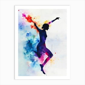 Dancer Silhouette Watercolor Painting Art Print