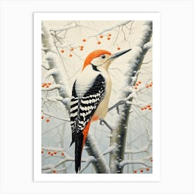 Winter Bird Painting Woodpecker 3 Art Print