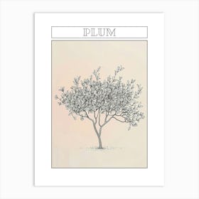 Plum Tree Minimalistic Drawing 2 Poster Art Print