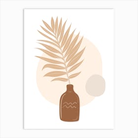 Palm Tree In A Vase Beige Boho Botanical Art Print