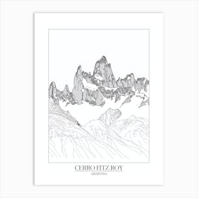 Cerro Fitz Roy Argentina Line Drawing 8 Poster Art Print