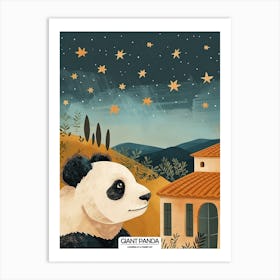 Giant Panda Looking At A Starry Sky Poster 1 Art Print