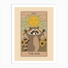 The Sun   Raccoons Tarot Art Print