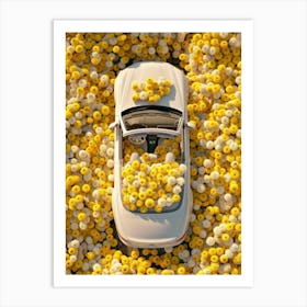 Car Surrounded By Flowers Art Print