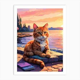 Sunset Cat 1 Art Print