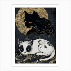 Cat In The Moonlight Art Print