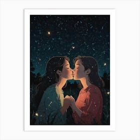 Kissing In The Night Art Print