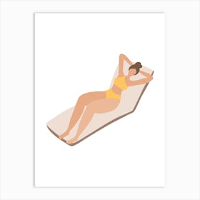 Woman Relaxing On A Beach Towel Art Print