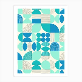 Modern Art Geometric Shapes Aqua Teal Blue Art Print