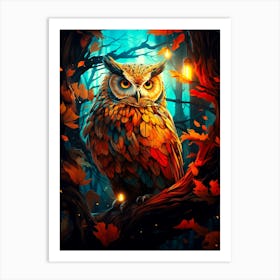 Owl In The Forest 4 Art Print