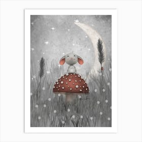 Night Mouse With Starry Sky Art Print