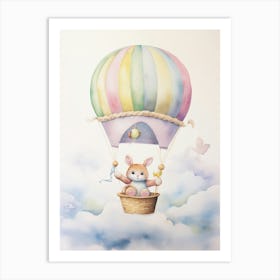 Baby Rabbit 1 In A Hot Air Balloon Art Print