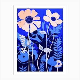 Blue Flower Illustration Daisy 3 Art Print