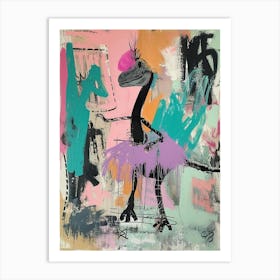 Dinosaur Dancing In A Tutu Pink Graffiti Brushstroke 2 Art Print