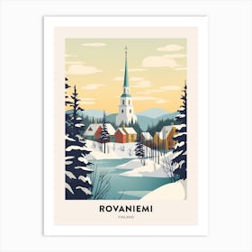 Vintage Winter Travel Poster Rovaniemi Finland Art Print