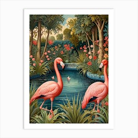 William Morris Flamingos By The Pond Art Print