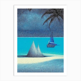 Bahamas Pointillism Style Tropical Destination Art Print