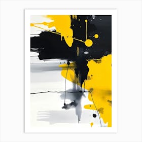 Yellow And Black Abstract Painting 1 Art Print