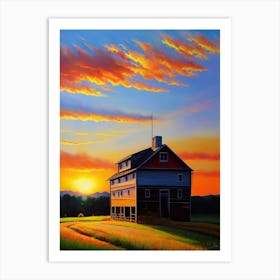 Sunset At The Barn Art Print