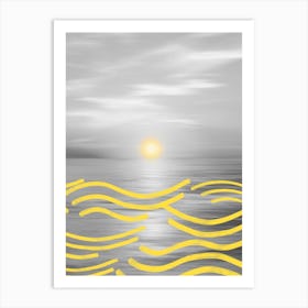 Seascape With Yellow Waves Art Print