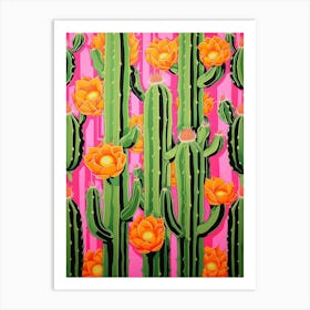 Mexican Style Cactus Illustration Ladyfinger Cactus 4 Art Print