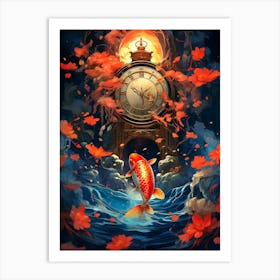 Koi Fish Clock Art Print