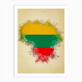 Lithuania Flag Vintage Art Print