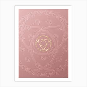 Geometric Gold Glyph on Circle Array in Pink Embossed Paper n.0128 Art Print
