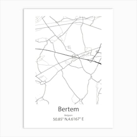 Bertem,Belgium Minimalist Map Art Print