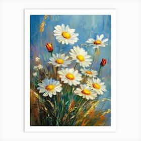 Oil Painting Daisy Flowers Art Print