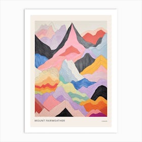 Mount Fairweather Canada And United States Colourful Mountain Illustration Poster Art Print