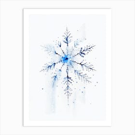 Frost, Snowflakes, Minimalist Watercolour 2 Art Print