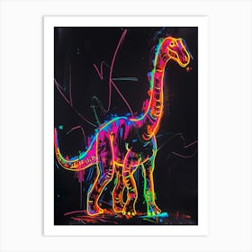 Dinosaur Neon Outlines 2 Art Print