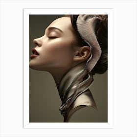 Portrait Of A Woman With Snakes Art Print