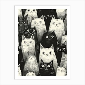 Perfectly Repeatable Artwork With Cute Cat Faces 80 Art Print