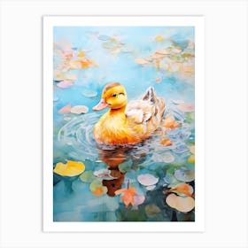 Mixed Media Ducks In The Pond 1 Art Print