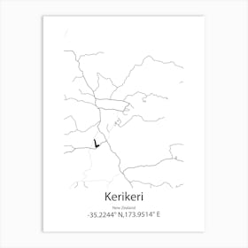 Kerikeri,New Zealand Minimalist Map Art Print