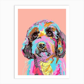 Portuguese Water Dog Dog Pastel Line Illustration 3 Art Print