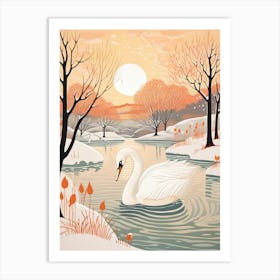 Winter Bird Painting Swan 4 Art Print