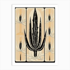 B&W Cactus Illustration Trichocereus Cactus 3 Art Print