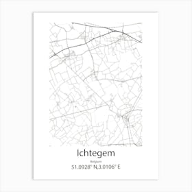 Ichtegem,Belgium Minimalist Map Art Print