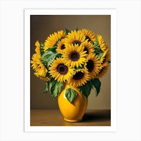 Sunflowers In A Yellow Vase 2 Art Print