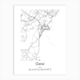 Oarai,Japan Minimalist Map Affiche