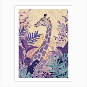 Giraffe In The Leaves Watercolour Inspired 1 Art Print