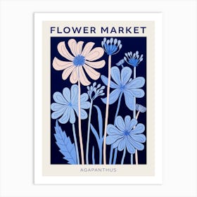 Blue Flower Market Poster Agapanthus 3 Art Print