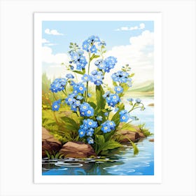 Forget Me Not Wildflower In Wetlands (3) Art Print