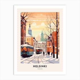 Vintage Winter Travel Poster Helsinki Finland 2 Art Print