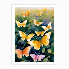 Butterflies In The Garden 1 Art Print